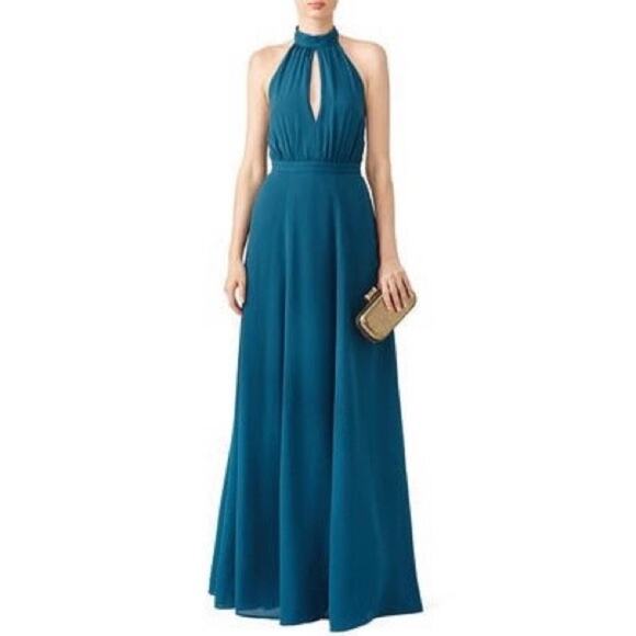 YUMI KIM Keyhole Halter Starlet Backless High Slit Maxi Cocktail Gown NWT - Picture 2 of 11